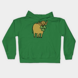 Gold Ox with Shamrock for St Patricks Day Kids Hoodie